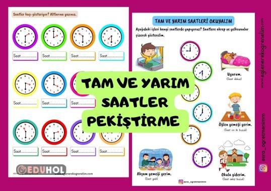 Tam ve Yarım Saatler Pekiştirme Etkinlikleri