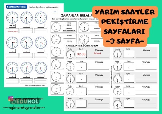 Yarım Saatler Pekiştirme Etkinlikleri
