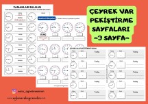 2.Sınıf Saatler Çeyrek Var Pekiştirme Etkinlikleri