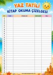 Kitap Okuma Çizelgesi Yaz Temalı