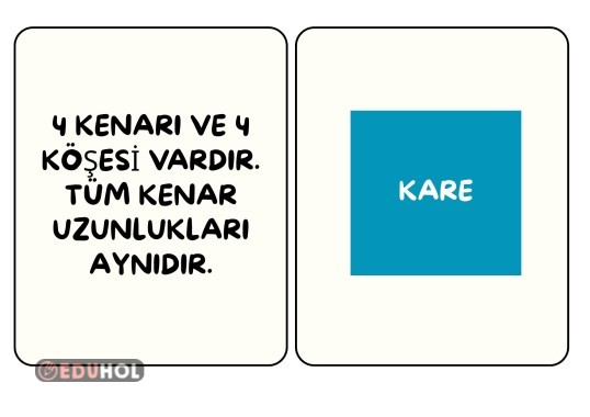 Geometrik cisimler ve şekiller hafıza kartları