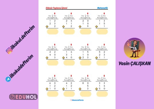 Eldesiz Toplama işlemi (3 Sayı)