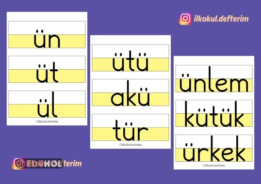 Hece Kartları (Ü Sesi)