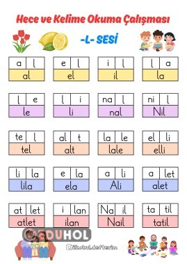Hece ve Kelime Okuma Çalışması (L Sesi)