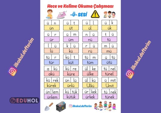 Hece ve Kelime Okuma Çalışması (Ü Sesi)