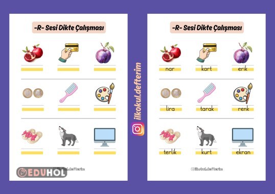R Sesi Resimli Dikte Çalışması