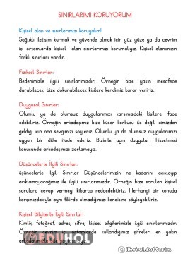 Sınırlarımızı Koruyalım konulu defter notları.