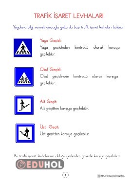 Trafik İşaret Levhaları konulu defter notları