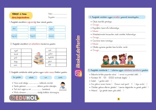 Türkçe 2.Tema Süreç Değerlendirmesi