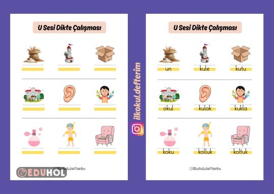 U Sesi Resimli Dikte Çalışması