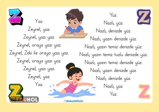 Z Sesi Karesel Metin Çalışması