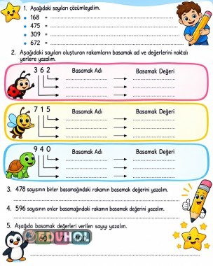 3 Basamaklı Sayıları Çözümleme-Basamak Adı-Basamak Değeri1