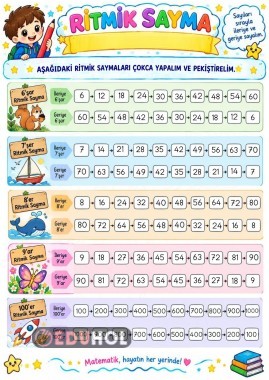 6'şar-7'şer-8'er-9'ar-100'er Ritmik Sayma - ÖĞRENME SAYFASI
