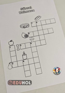 GÖRSEL BULMACA, DİKTE ÇALIŞMASI ( M HARFİ ), BOYAMA