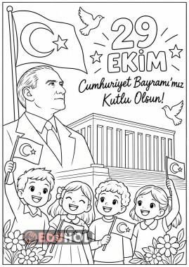 29 Ekim Cumhuriyet Bayramı Boyama Sayfası