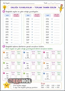 Onluğa yuvarlama gerçek ve tahmini sonuç