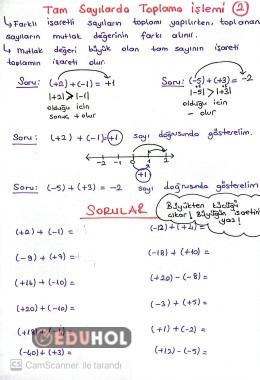 TAM SAYILARDA TOPLAMA İŞLEMİ