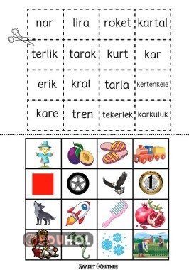 r sesi kelimeleri oku-kes-yapıştır