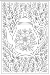 Çiçekli çaydanlık metni boyama sayfası