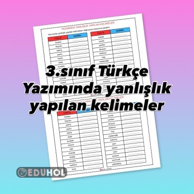 Yazımında yanlışlık yapılan kelimeler