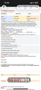 Paragraf yazma etkinliği