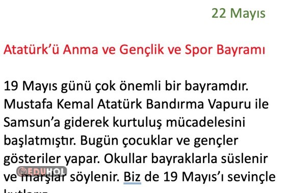 Haftalık Çizelge 18-22 Mayıs