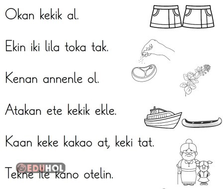 k harfi cümleleri görsellerle eşleştir, boya