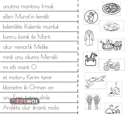 m harfi kurallı cümle oluşturma, eşleştirme, kes yapıştır