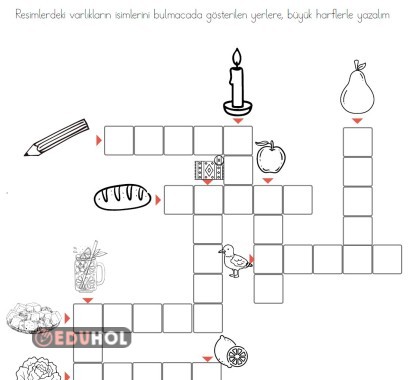 m harfi sözcükleri bulmaca, boyamalı