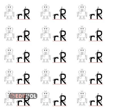 r harfi defter görseli, yazım yönü