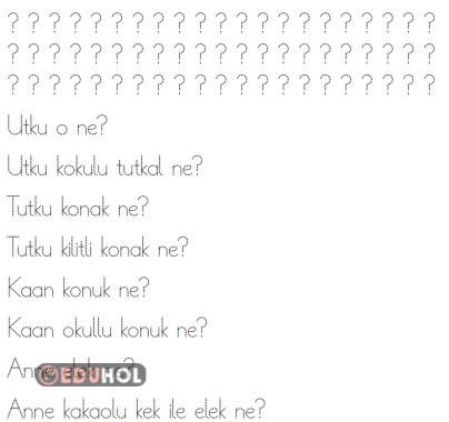 u harfine kadar soru işareti ile ilgili cümleler