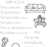 ı harfi kesik çizgili metin, boyamalı