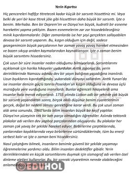 Deprem Okuma Metni