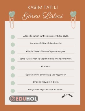 Kasım Tatili Görev Listesi