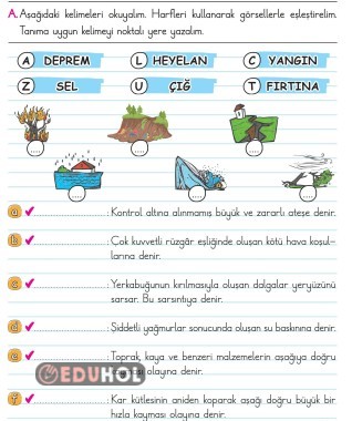 2.SINIF HAYAT BİLGİSİ AFETLERE KARŞI ÖNLEMLER ETKİNLİK