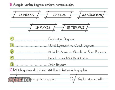2.SINIF HAYAT BİLGİSİ BAYRAMLARIMIZLA GURURLUYUZ ETKİNLİK