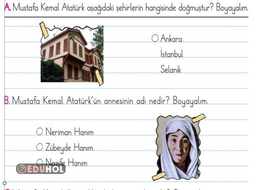 2.SINIF HAYAT BİLGİSİ MUSTAFA KEMAL ATATÜRK