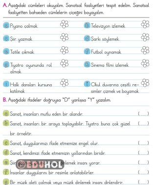 2.SINIF HAYAT BİLGİSİ SANATIN GÜNLÜK YAŞAMDAKİ ÖNEMİ ETKİNLİK