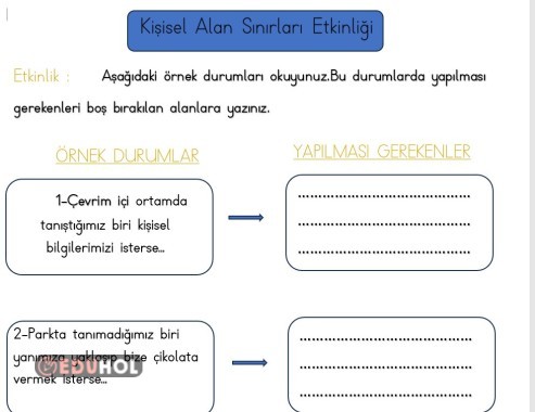 2.SINIF KİŞİSEL ALAN SINIRLARI ETKİNLİĞİ