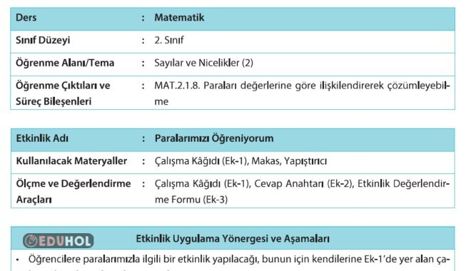 2.SINIF MATEMATİK PARALARIMIZ VE DEĞERLERİ BİÇİMLENDİRİCİ DEĞERLENDİRME