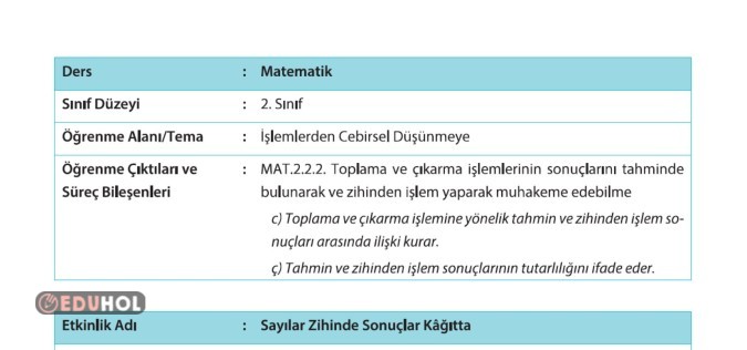 2.SINIF MATEMATİK SONUCU TAHMİN ETME BİÇİMLENDİRİCİ DEĞERLENDİRME ETKİNLİĞİ