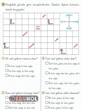 2.SINIF MATEMATİK YER VE YÖN BULMA ETKİNLİK
