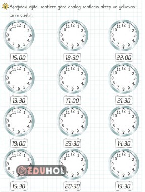 2.SINIF MATEMATİK ZAMAN ÖLÇME BİRİMLERİNİ OKUYABİLME VE YAZABİLME