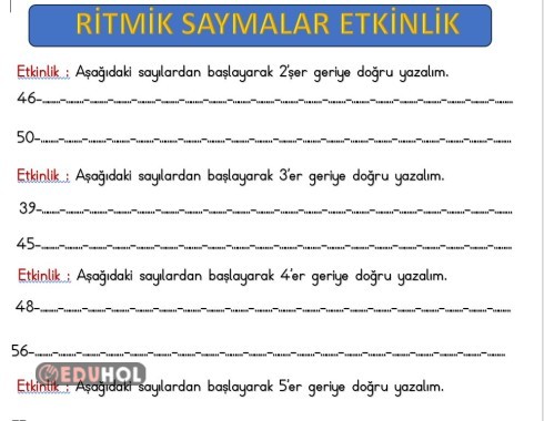 2.SINIF RİTMİK SAYMALAR ETKİNLİĞİ