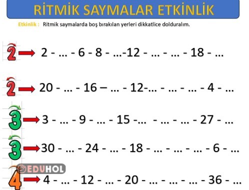 2.SINIF RİTMİK SAYMALAR ETKİNLİK
