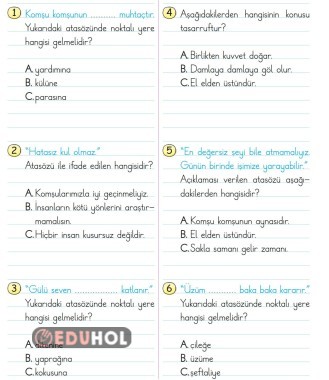 2.SINIF TÜRKÇE ATASÖZLERİ DEĞERLENDİRME