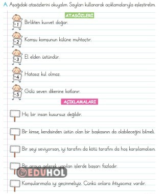 2.SINIF TÜRKÇE ATASÖZLERİ ETKİNLİK