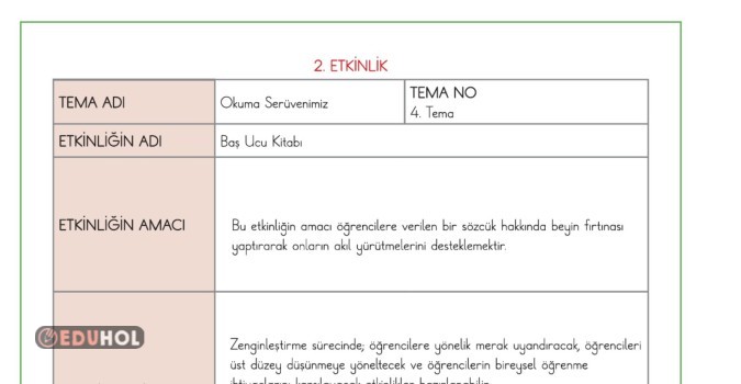 2.SINIF TÜRKÇE OKUMA SERÜVENİMİZ ZENGİNLEŞTİRME ETKİNLİĞİ
