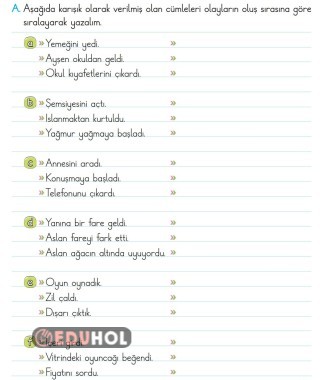 2.SINIF TÜRKÇE OLAYLARIN OLUŞ SIRASI ETKİNLİK