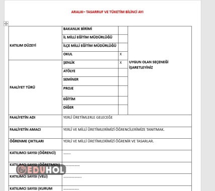 2.SINIF YEŞİL VATAN PROJESİ ARALIK AYI RAPORU